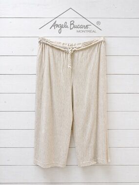 ANGELA BUCARO Cream Flowing Wide-Leg Pants XL